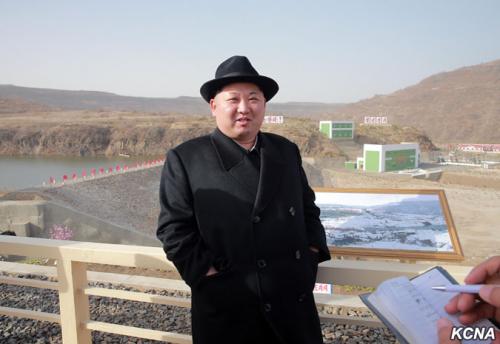 Kim Jong Un at Paektusan Hero Youth Power Station No. 3