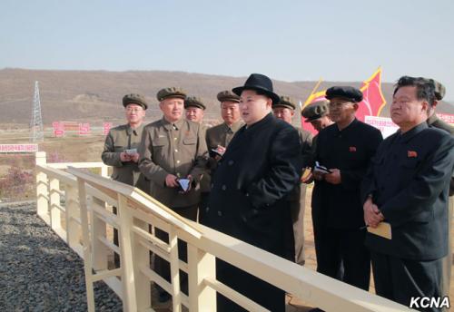 Kim Jong Un at Paektusan Hero Youth Power Station No. 3