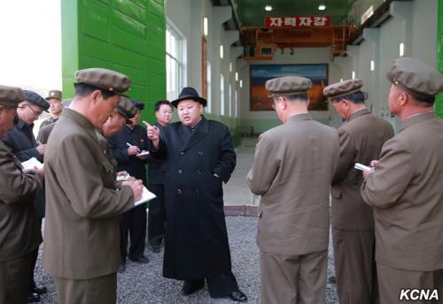 Kim Jong Un at Paektusan Hero Youth Power Station No. 3