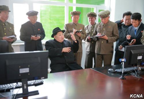 Kim Jong Un at Paektusan Hero Youth Power Station No. 3