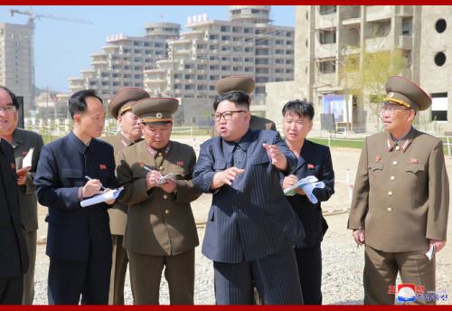 Kim Jong Un visits the Wonsan Kalma construction site in May 2018 (Photo: KCNA)