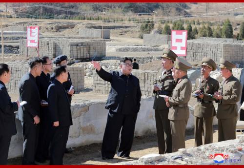 Kim Jong Un inspects a hot springs construction area in Yangdok County in October 2018 (Photo: KCNA)