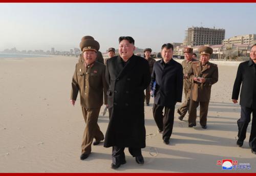 Kim Jong Un at Wonsan Kalma resort in April 2019. (Photo: KCNA)