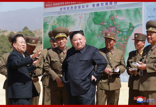 Kim Jong Un inspects a hot springs resort in April 2019 (Photo: KCNA)