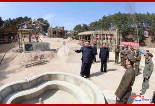 Kim Jong Un inspects a hot springs resort in April 2019 (Photo: KCNA)